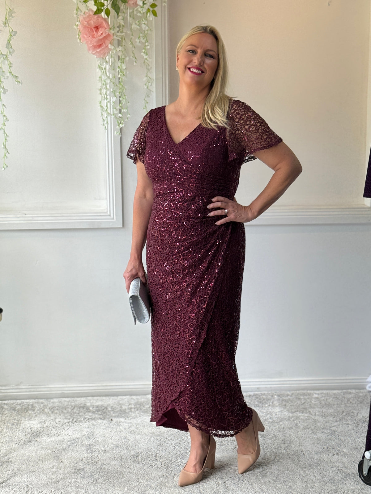 Bryce Burgundy Sequin Gown