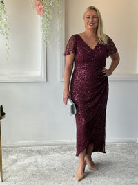 Bryce Burgundy Sequin Gown