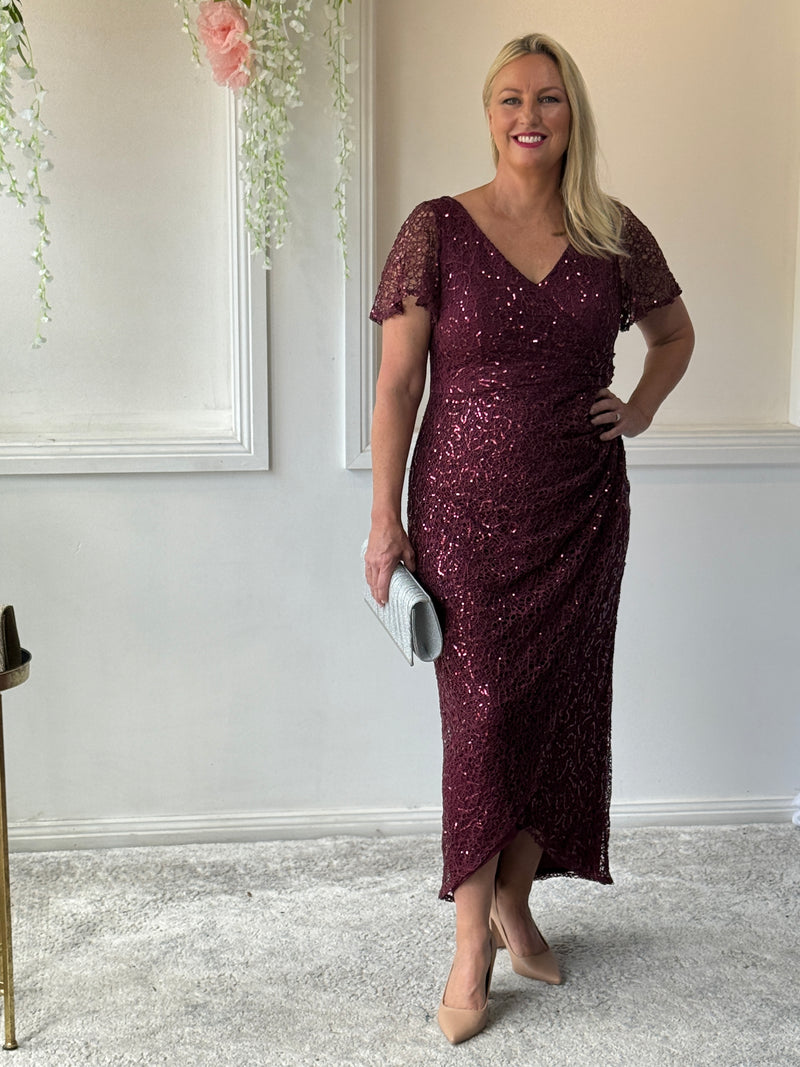 Bryce Burgundy Sequin Gown