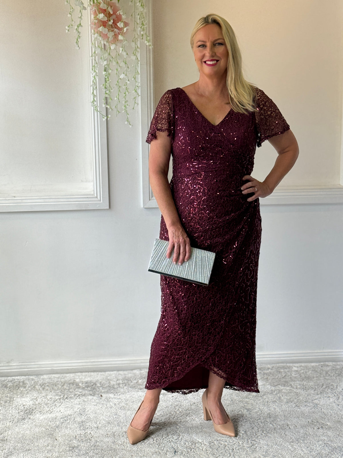 Bryce Burgundy Sequin Gown