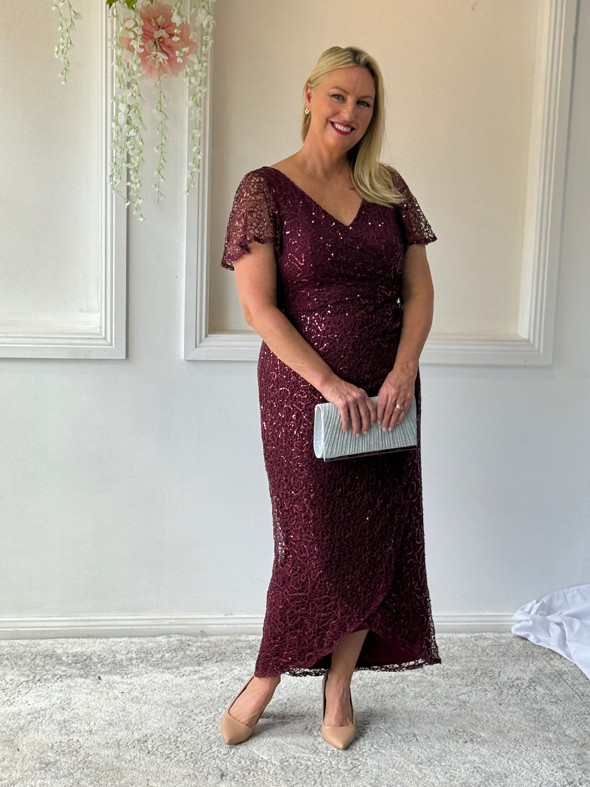 Bryce Burgundy Sequin Gown