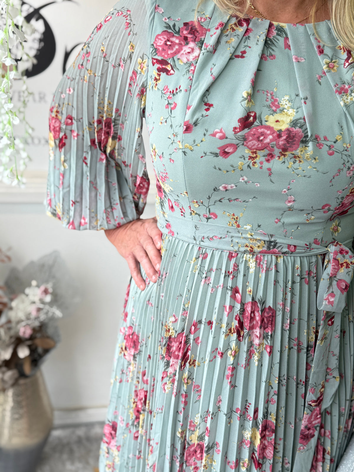 Cantina Soft Pastel Pleated Dress