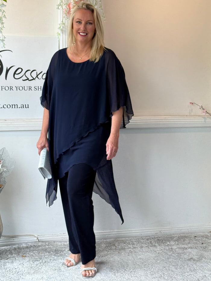 Cara Navy Stretch Jumpsuit