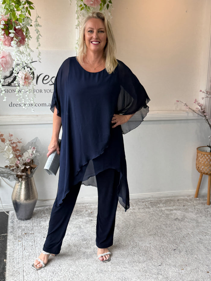 Cara Navy Stretch Jumpsuit