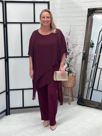 Cara Burgundy Elegant Jumpsuit