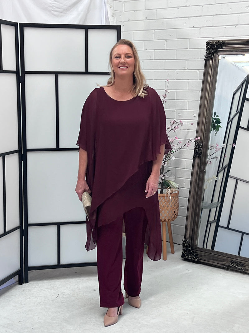 Cara Burgundy Elegant Jumpsuit