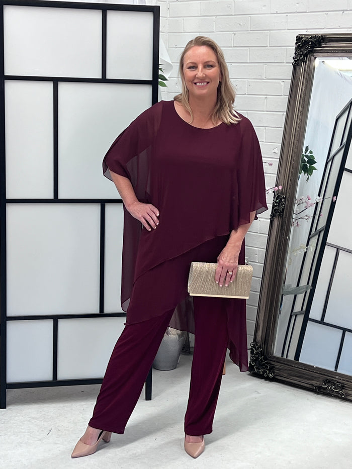 Cara Burgundy Elegant Jumpsuit