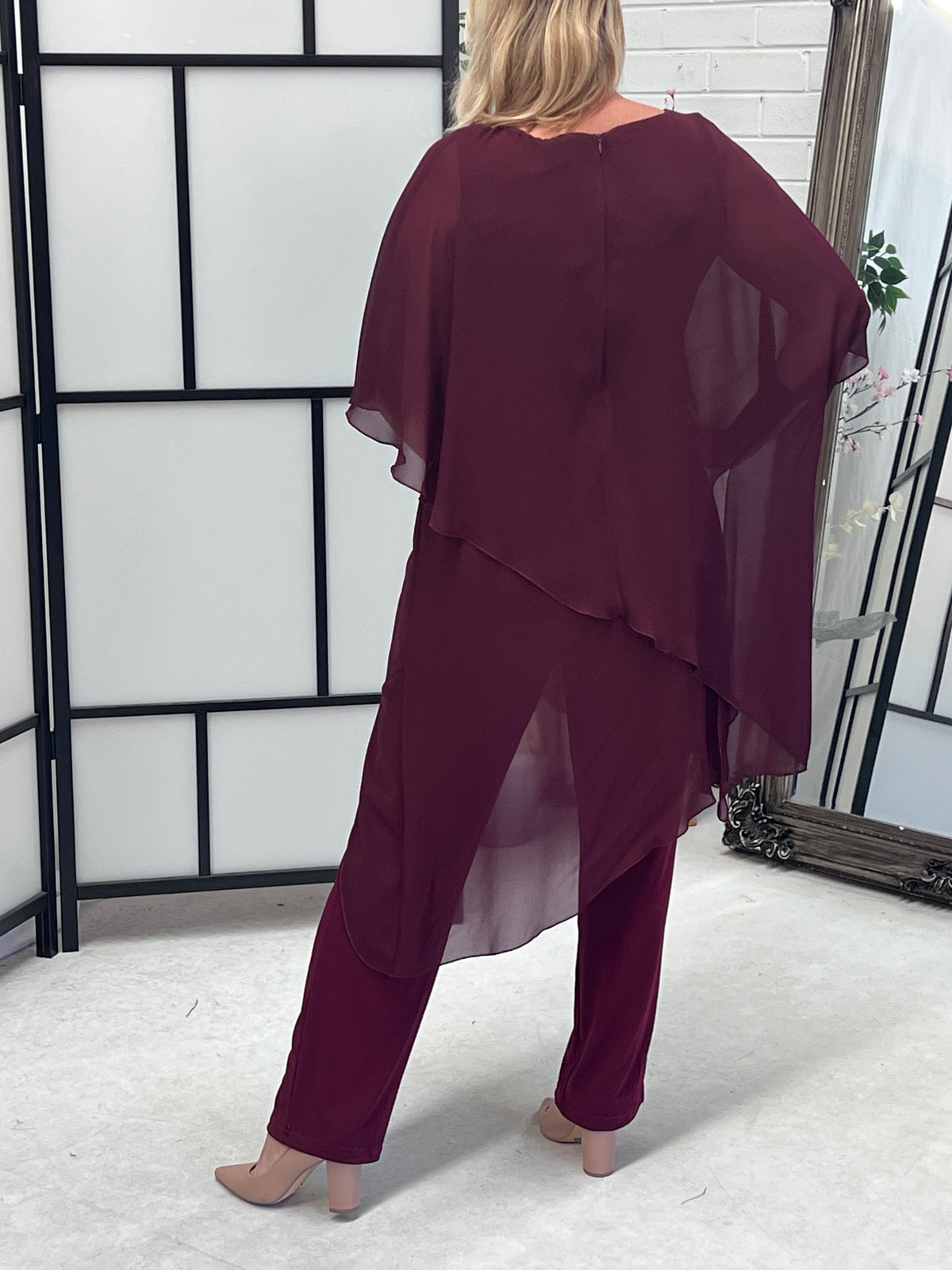 Cara Burgundy Elegant Jumpsuit