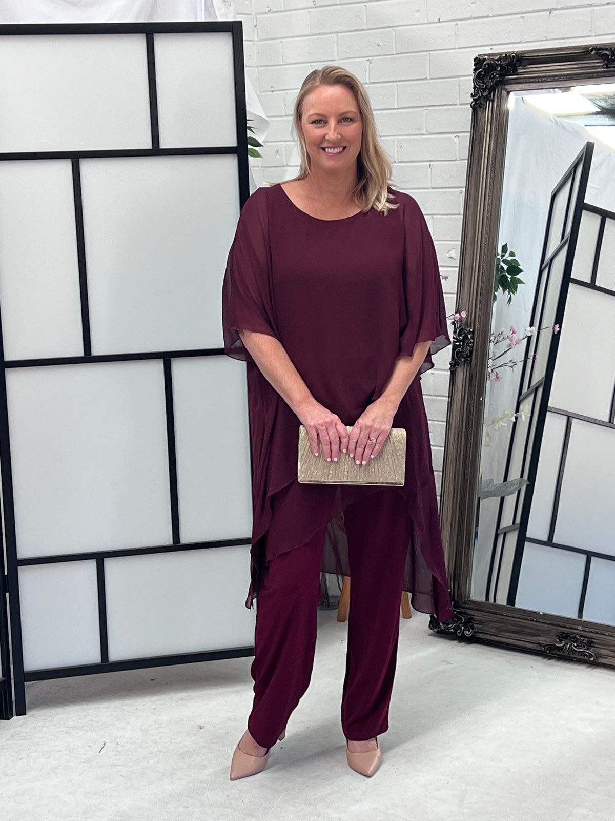 Cara Burgundy Elegant Jumpsuit