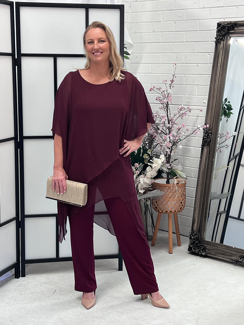 Cara Burgundy Elegant Jumpsuit