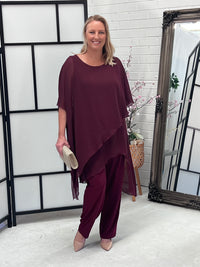 Cara Burgundy Elegant Jumpsuit