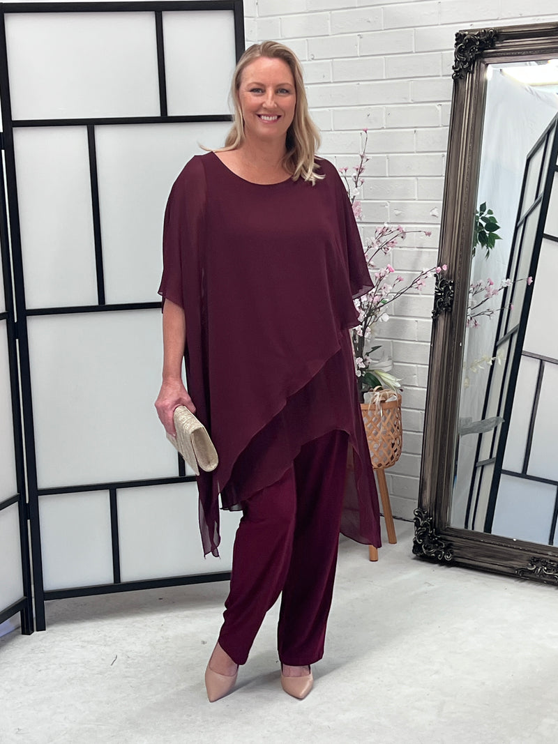 Cara Burgundy Elegant Jumpsuit
