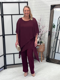 Cara Burgundy Elegant Jumpsuit