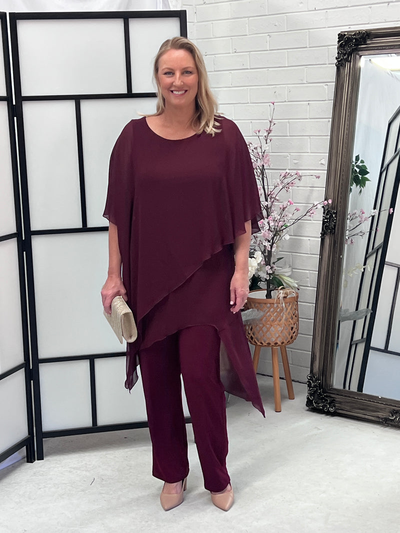 Cara Burgundy Elegant Jumpsuit