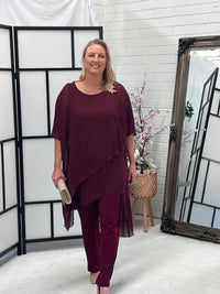Cara Burgundy Elegant Jumpsuit