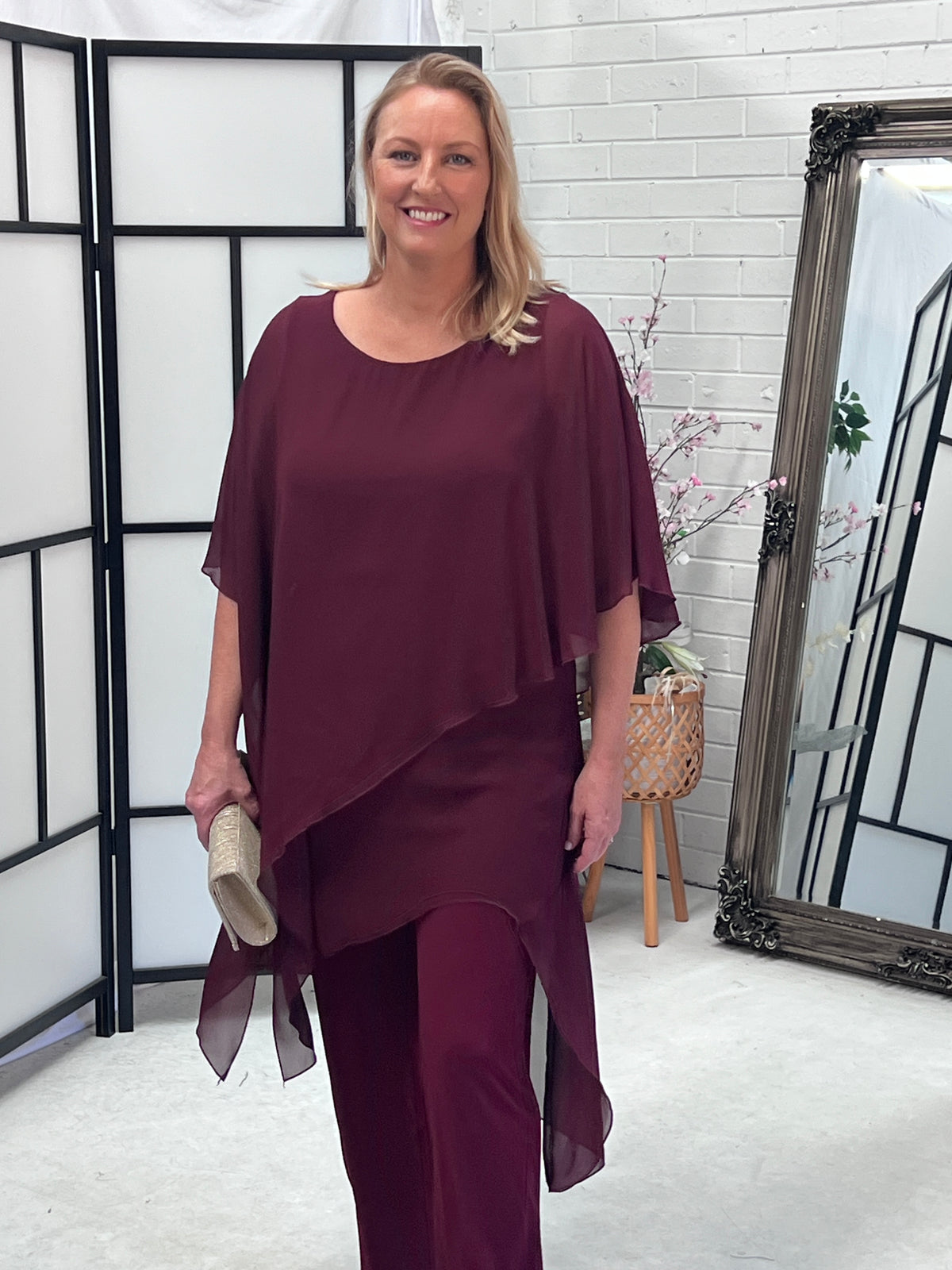 Cara Burgundy Elegant Jumpsuit