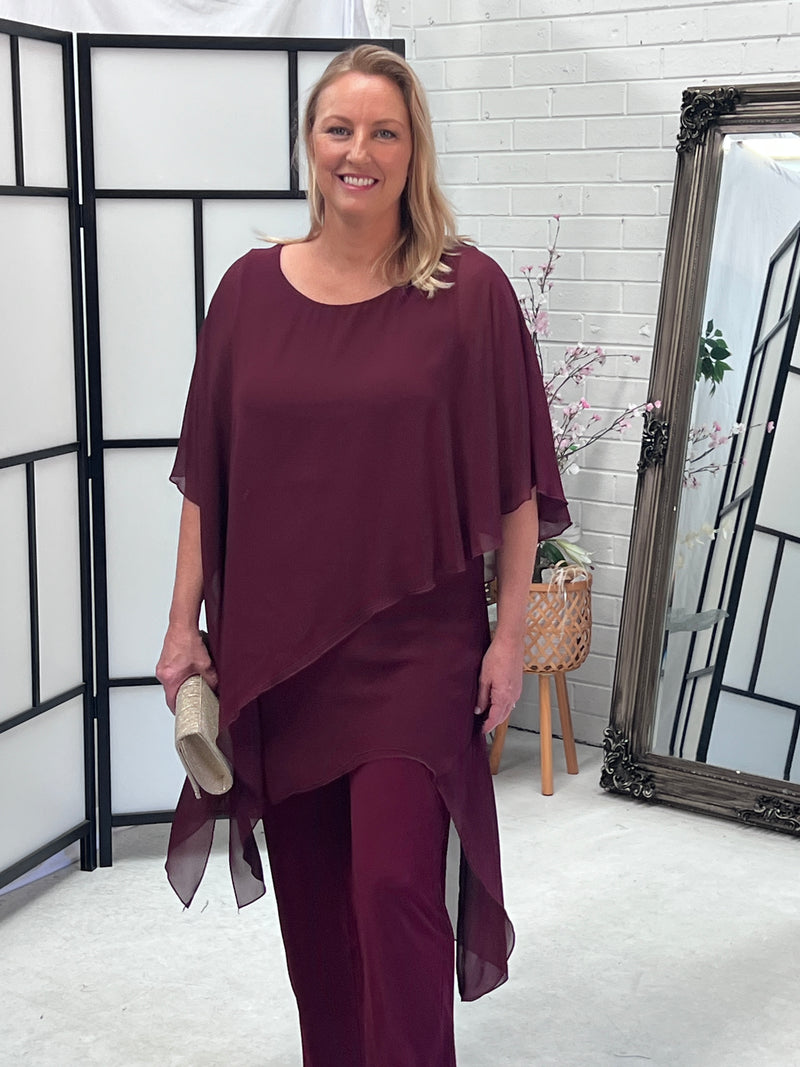 Cara Burgundy Elegant Jumpsuit