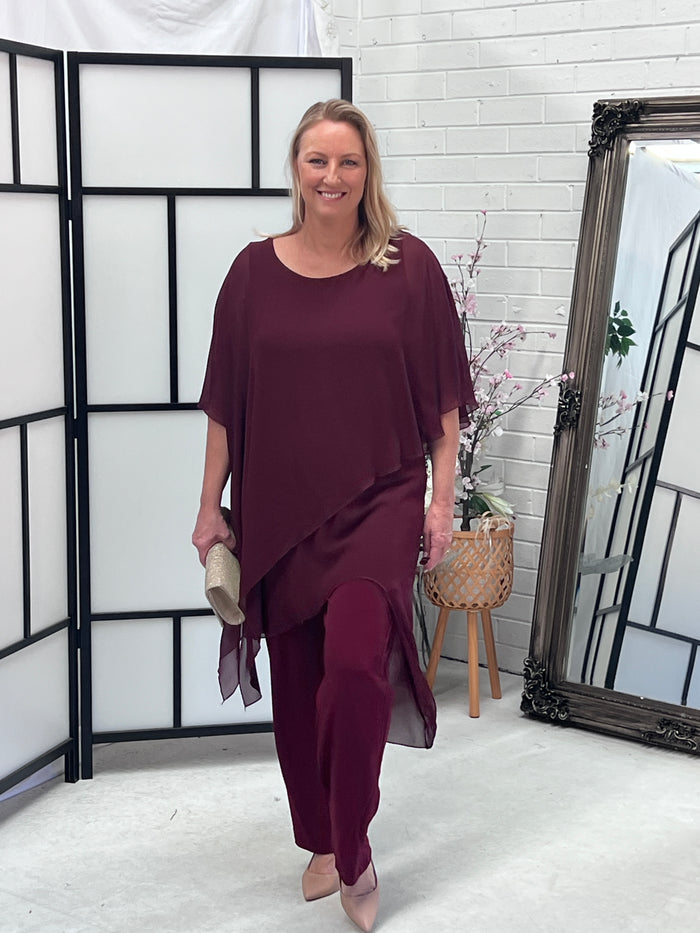 Cara Burgundy Elegant Jumpsuit
