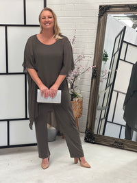 Cara Khaki Elegant Jumpsuit