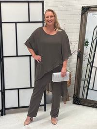 Cara Khaki Elegant Jumpsuit