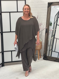 Cara Khaki Elegant Jumpsuit