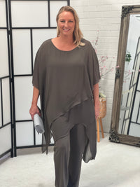 Cara Khaki Elegant Jumpsuit
