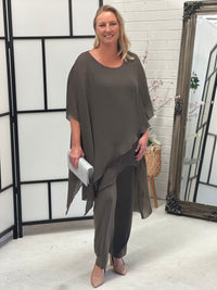 Cara Khaki Elegant Jumpsuit
