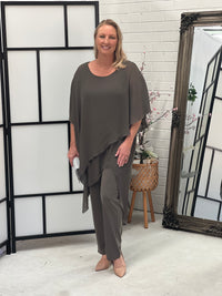 Cara Khaki Elegant Jumpsuit