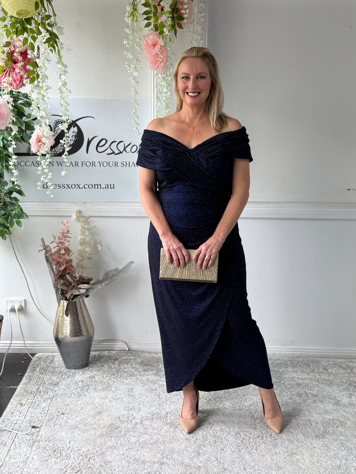 Celine Navy Glitter Gown