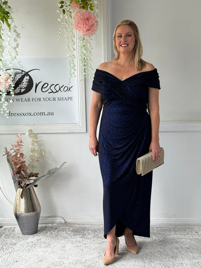 Celine Navy Glitter Gown