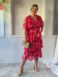 Clara Coral Silk Dress