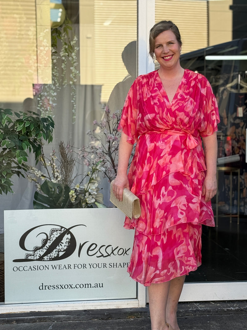 Clara Coral Silk Dress