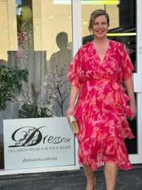 Clara Coral Silk Dress