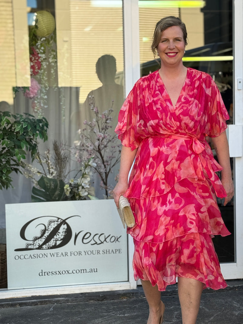Clara Coral Silk Dress