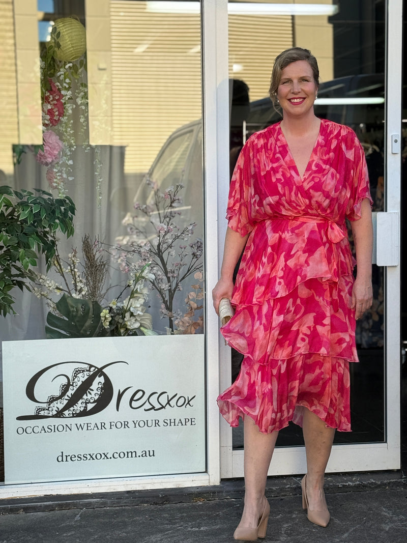 Clara Coral Silk Dress