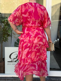 Clara Coral Silk Dress