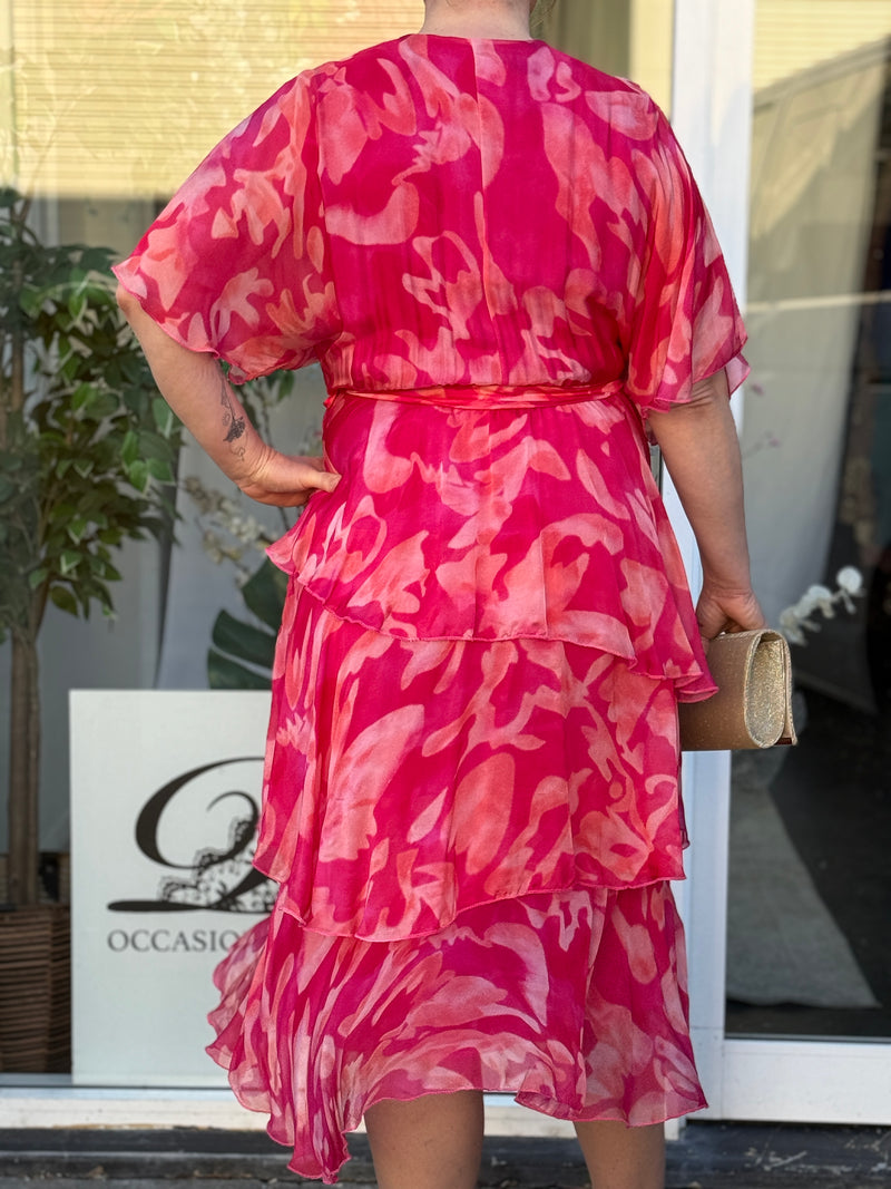 Clara Coral Silk Dress