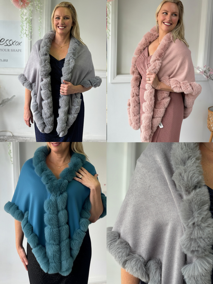 Betsy Faux Fur Evening Shawl