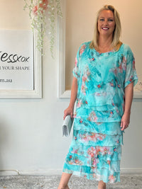 Clyde Aqua Silk Dress