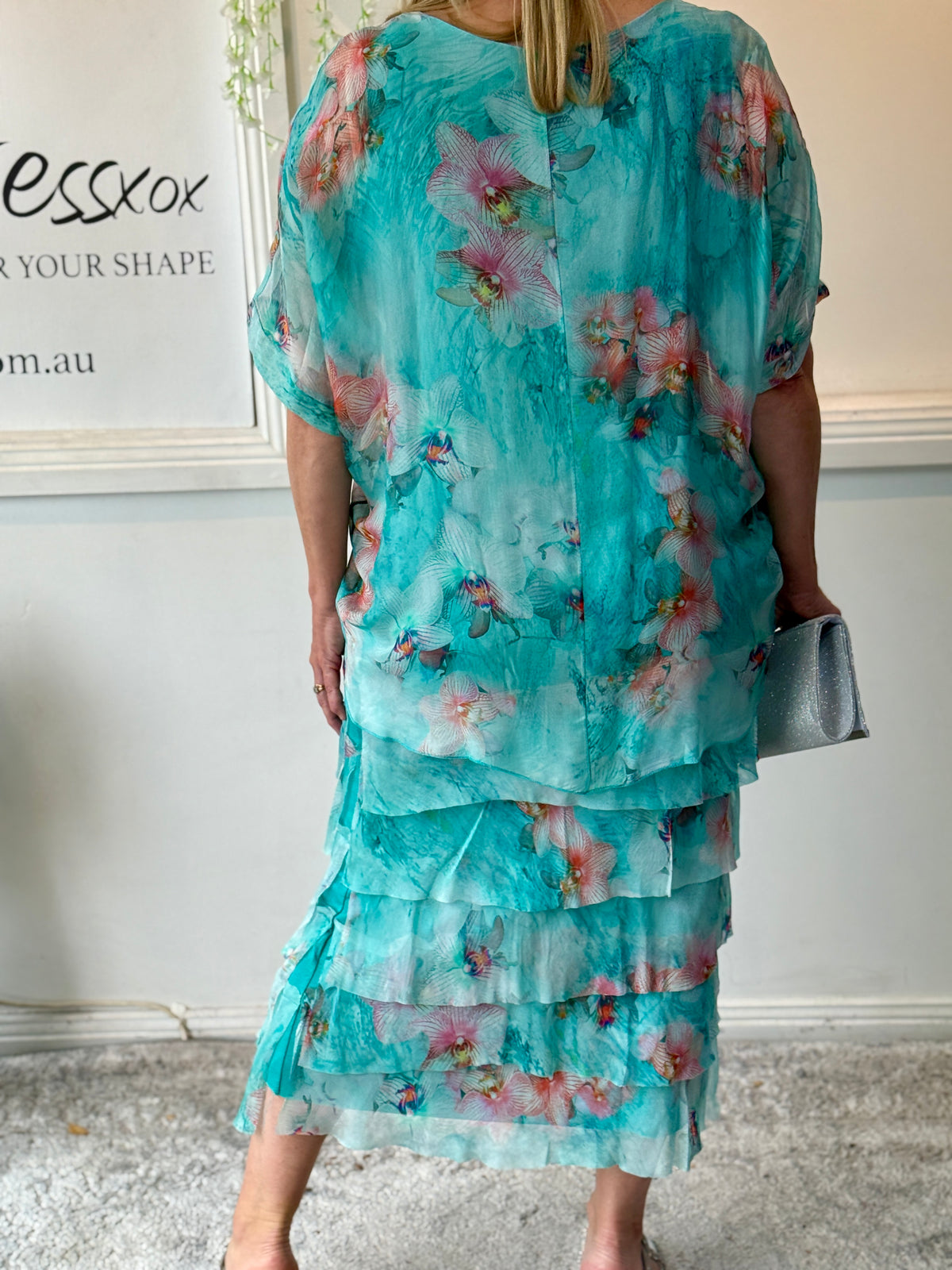 Clyde Aqua Silk Dress