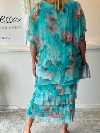 Clyde Aqua Silk Dress