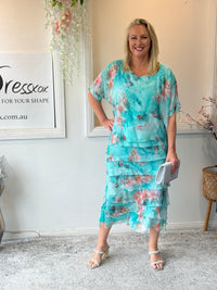 Clyde Aqua Silk Dress