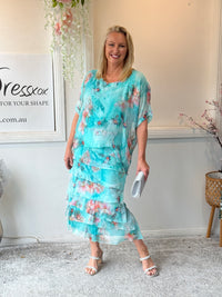 Clyde Aqua Silk Dress