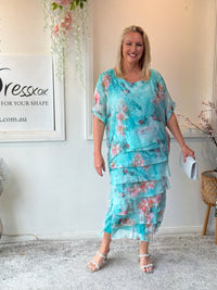 Clyde Aqua Silk Dress