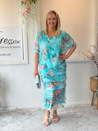 Clyde Aqua Silk Dress
