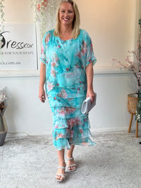 Clyde Aqua Silk Dress