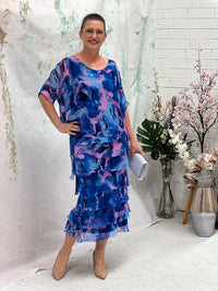 Clyde Blue Abstract Silk Dress