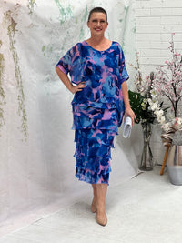 Clyde Blue Abstract Silk Dress