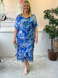 Clyde Blue Floral Silk Dress
