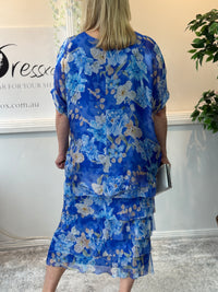 Clyde Blue Floral Silk Dress